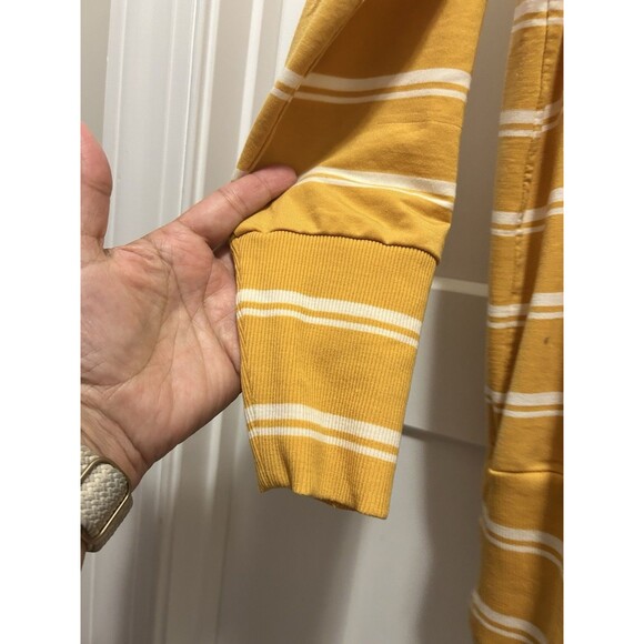 Garnet Hill Cowl Neck Knit Tunic Gold Yellow & White Striped Size Large Cozy - Picture 5 of 7